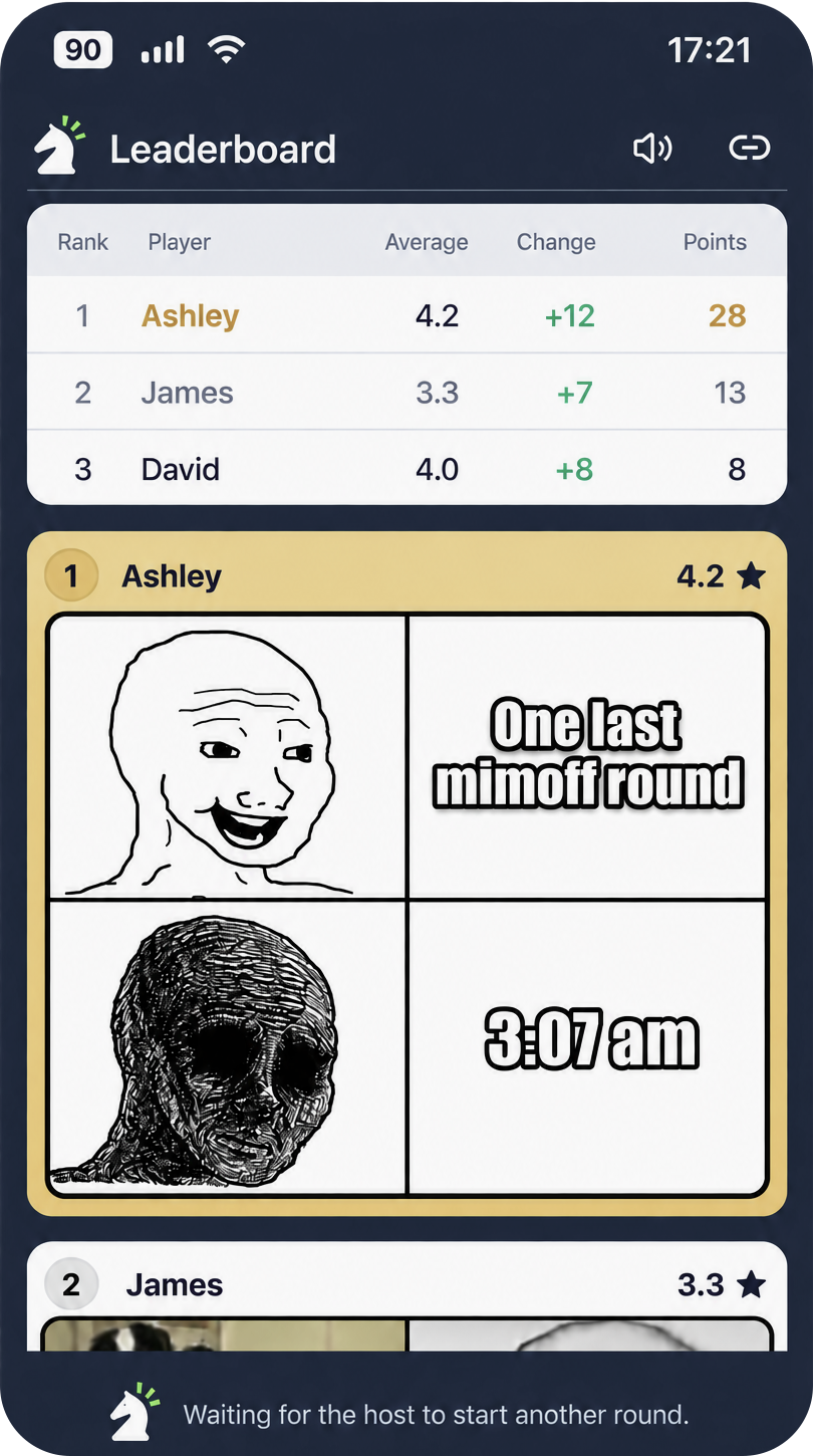 Mimoff leaderboard screen